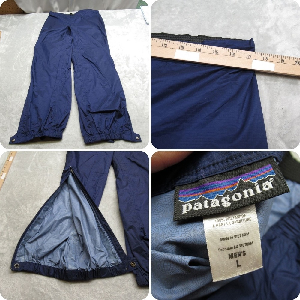 Patagonia Pants Men Large Blue Rain Shadow Light Pack Ripstop Water Resist READ